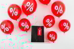 red sale balloons