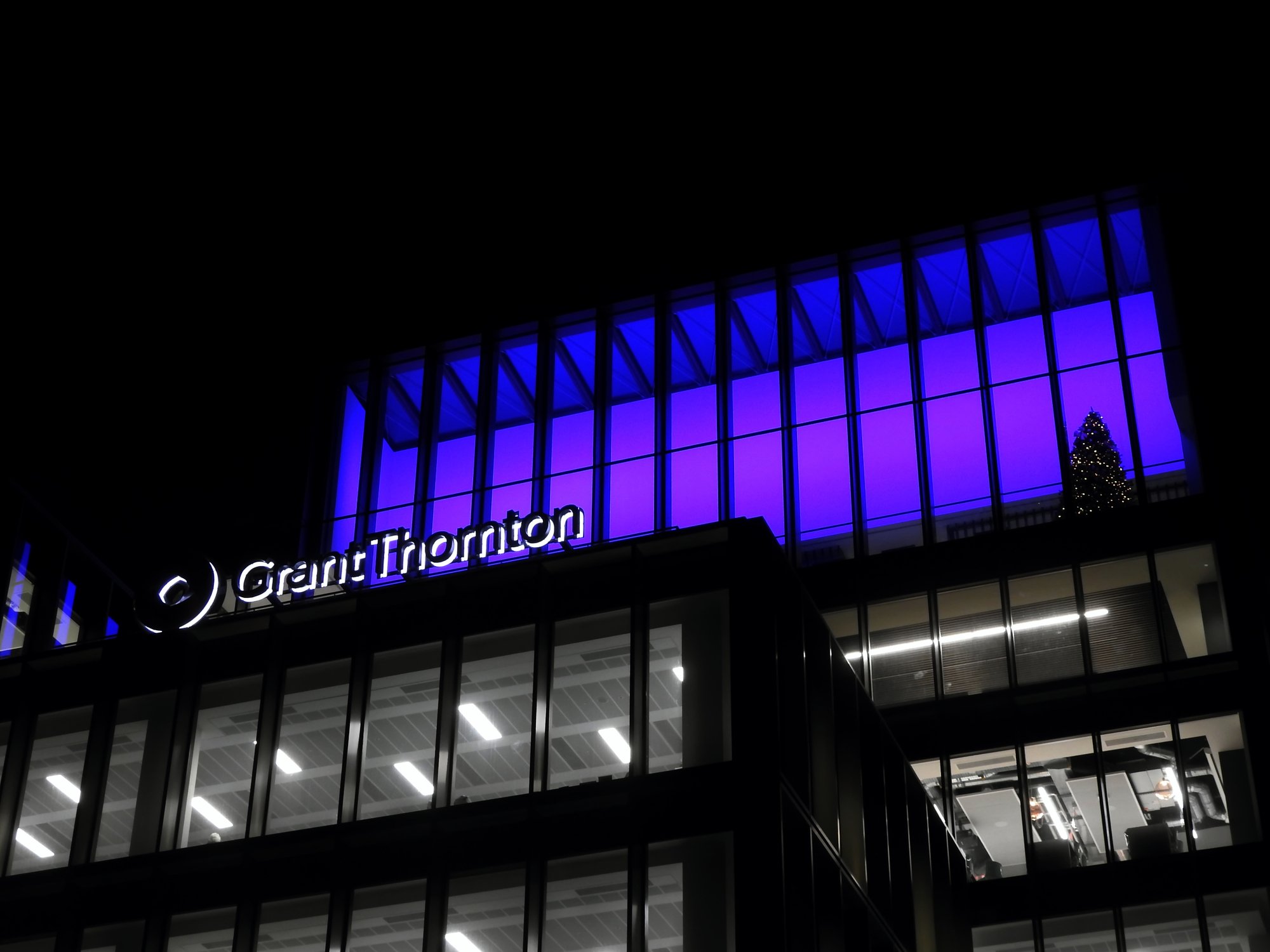 Grant Thornton building exterior at night