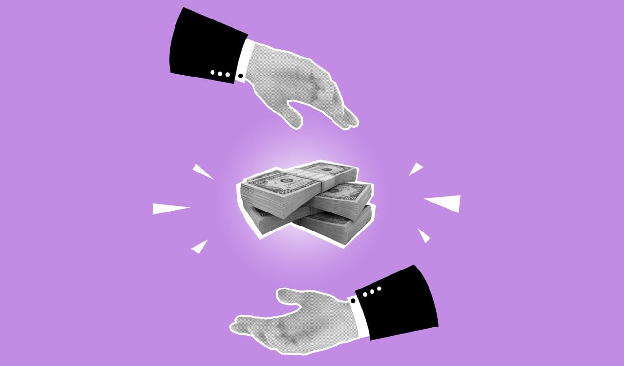money exchanging hands illustration
