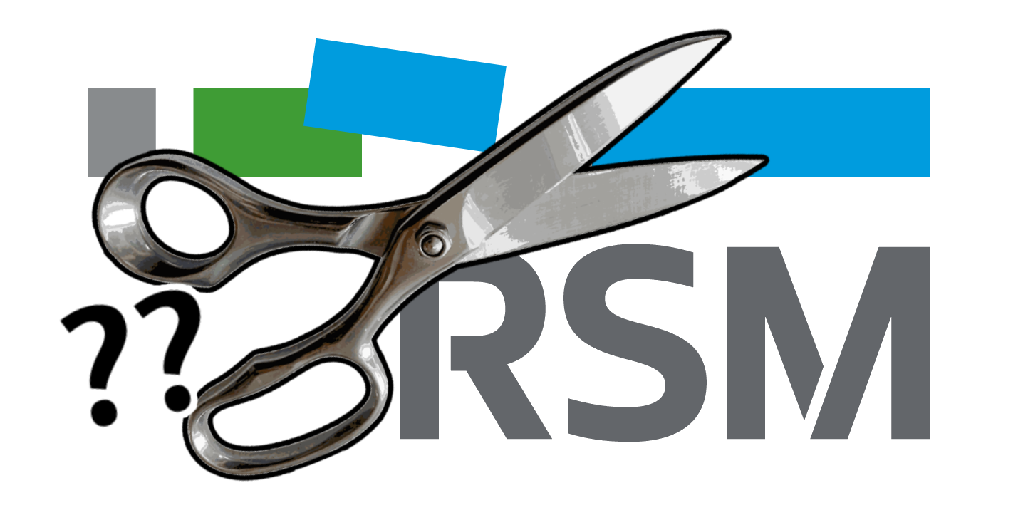 RSM logo with scissors overlay