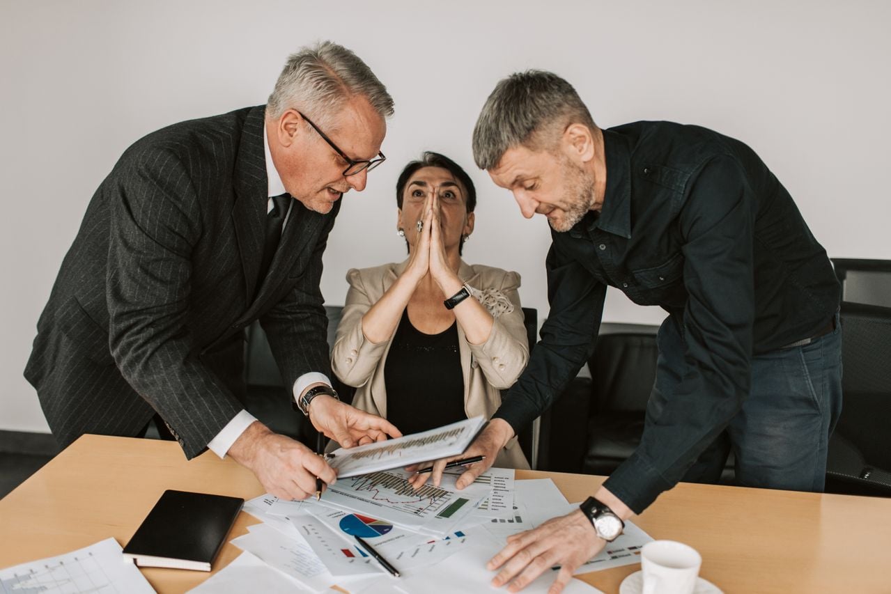 woman being annoyed by clients